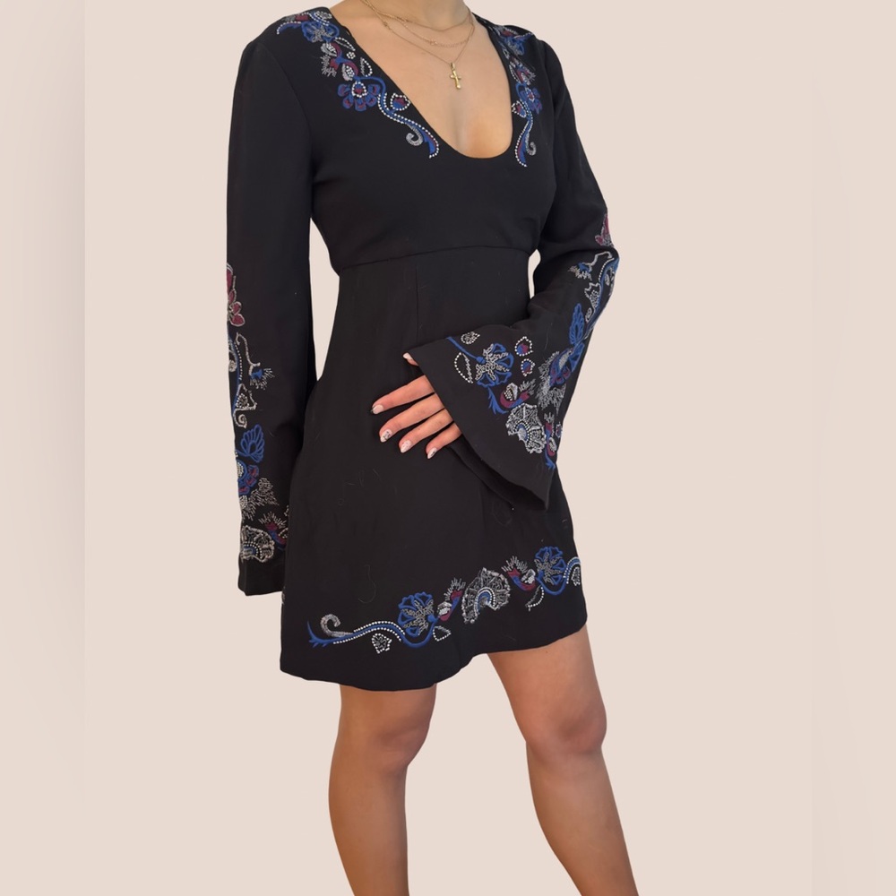 Embroidered Black Dress free people